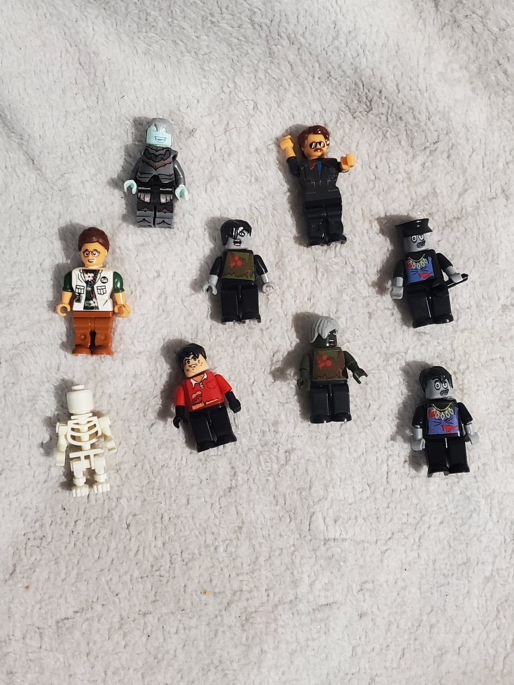 Block Tech Minifigure Lot with Black, White, Red, Green, Brown, Gray, Blue